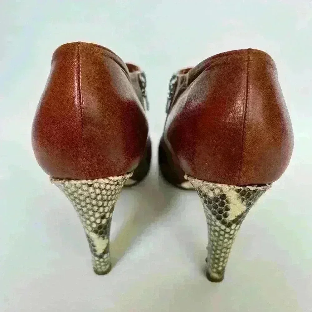 Dries Van Noten Leather Python Heel Booties - Picture 6 of 10